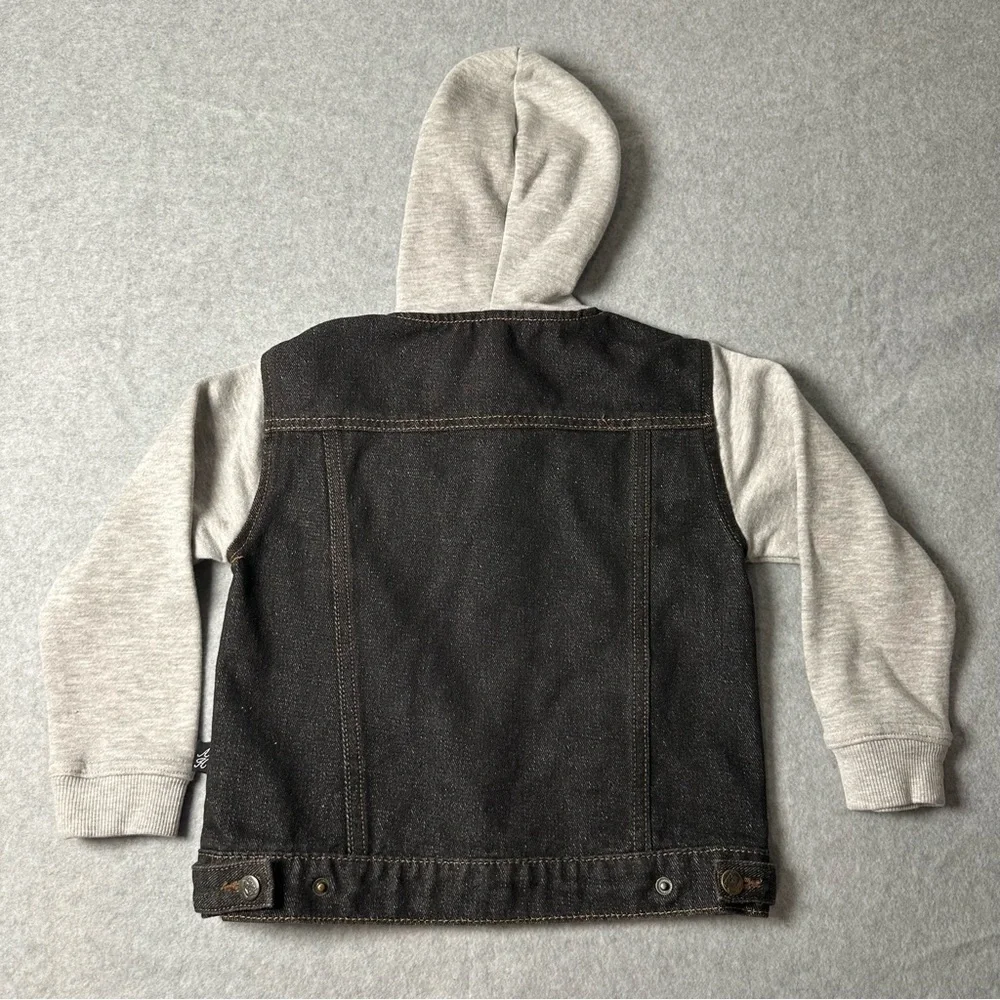 Children's Denim Hoodie Jacket with Gray Sleeves‎